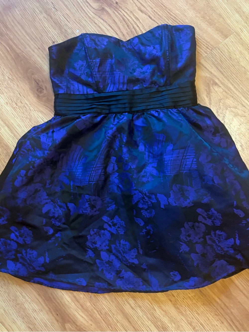 Forever 21 Strapless Electric Purple and Black Floral Party Dress